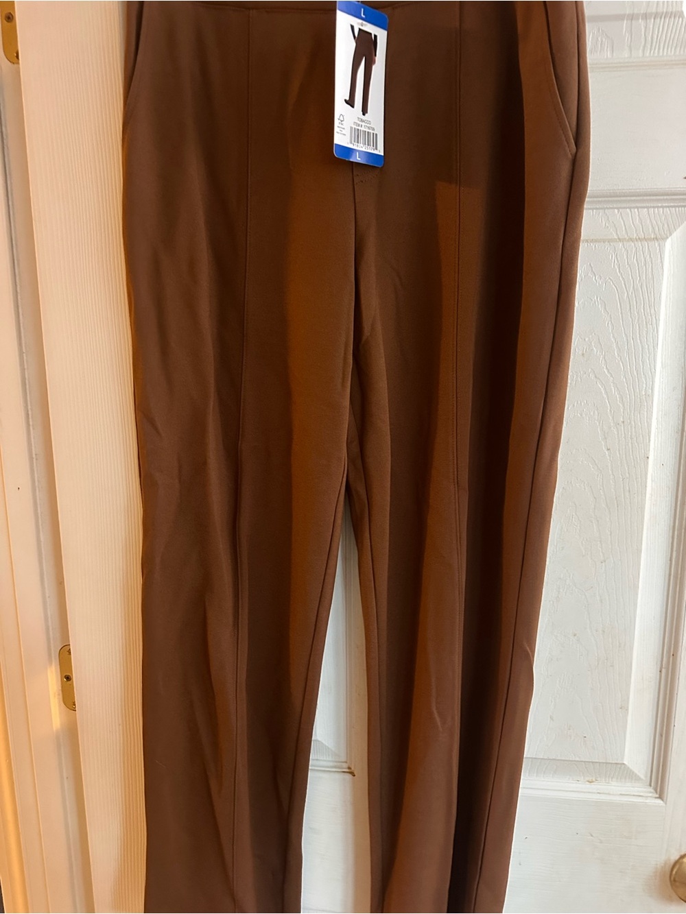 Brown Straight-Leg Dress Pants